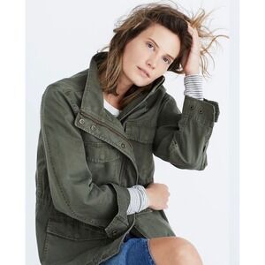 Madewell Surplus Utility Field Jacket Womens M Olive Green Cotton Pockets Safari